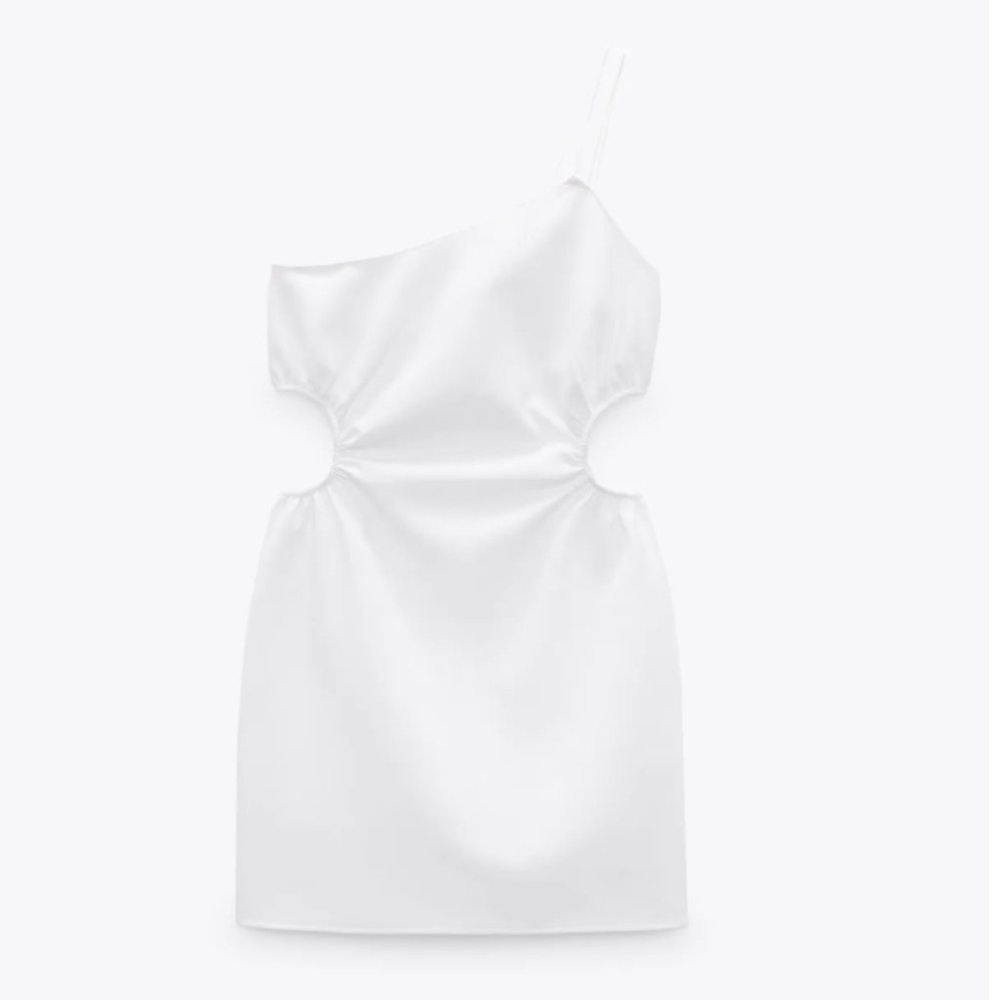 ZARA WHITE ASYMMETRICAL MINI DRESS